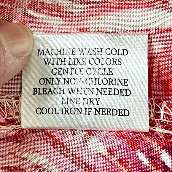 Palm Print Blouse Size 1X by Dear Grace Pink Purple Tropical 3/4 Sleeves VGUC - Picture 5 of 11